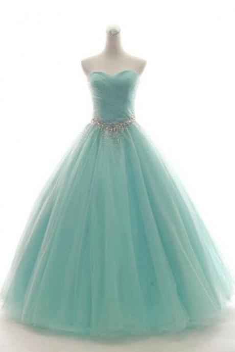 Sweetheart Green Tulle Sleeveless Formal Prom Dresses