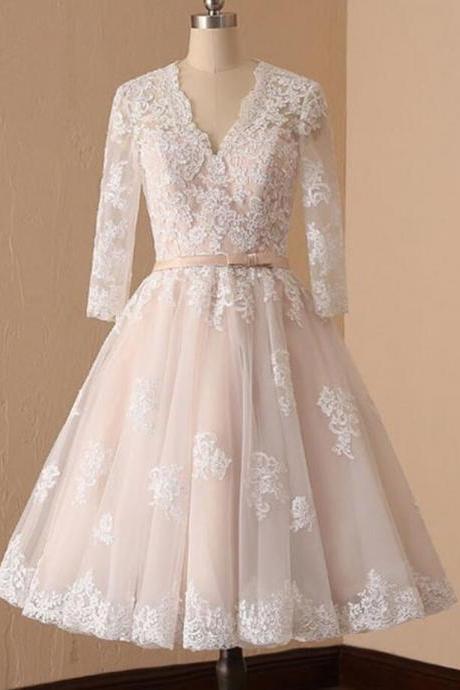 Cute Tulle Lace Short Wedding Dresses