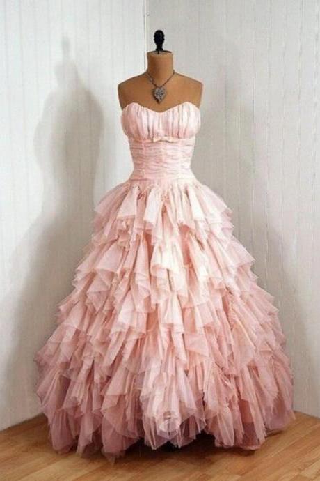 Sweetheart Pink Prom Dress Ball Gowns Prom Dress For Women