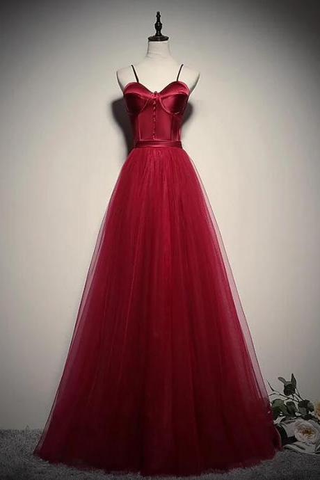 A Line Red Party Evening Dress Long Prom Dress