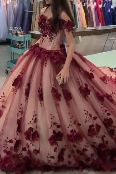 Charming Wine Red Prom Dressees With Train