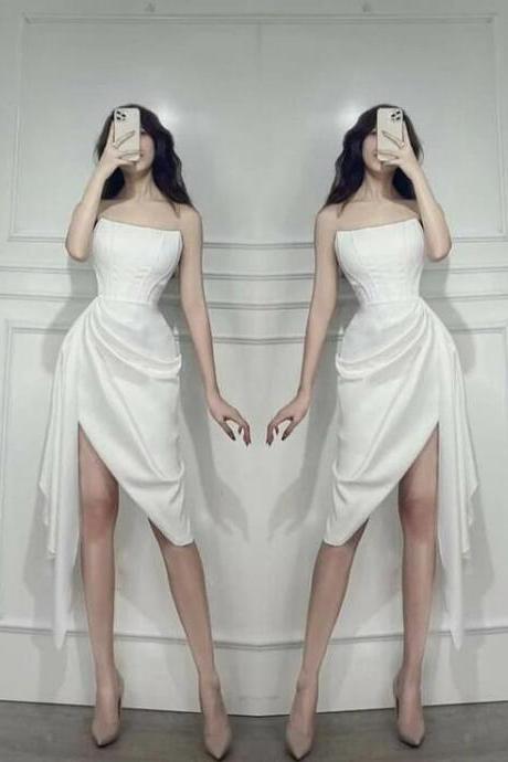 Charming Strapless Prom Dress Ivory Evening Dresses