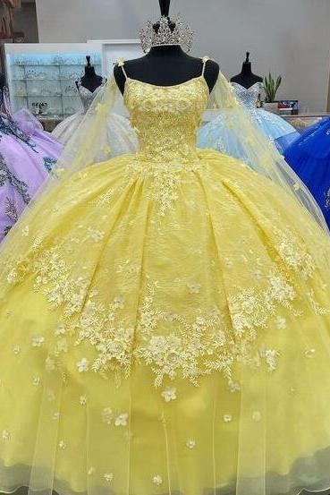 Ball Gown Quinceanera Dress Sweet 16 Dress With Detachable Cowl Cape