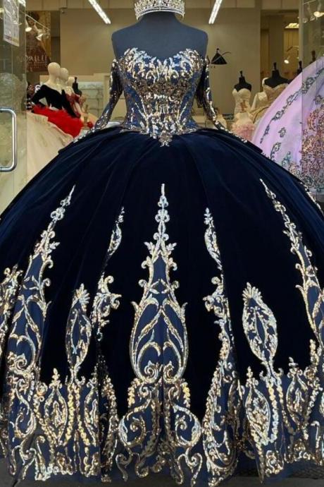 Off Shoulder Sequin Quinceanera Dresses With Detachable Sleeves Lace Applique