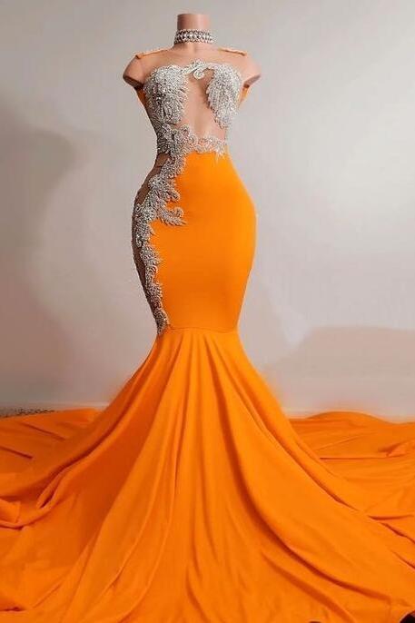 Elegant Fashion Women Orange Prom Dresses