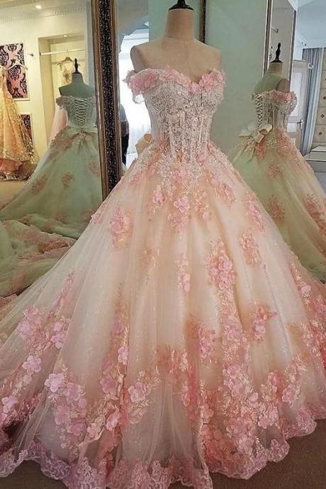 Off Shoulder A Line Ball Gown Prom Dresses