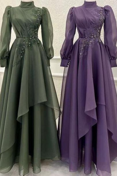 Floor Length Long Prom Dresses With Long Sleeves