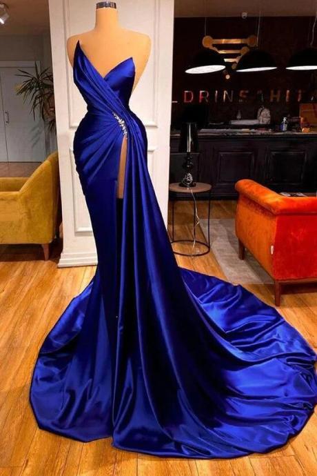 Glamorous Royal Blue Sweetheart Prom Dress With Split