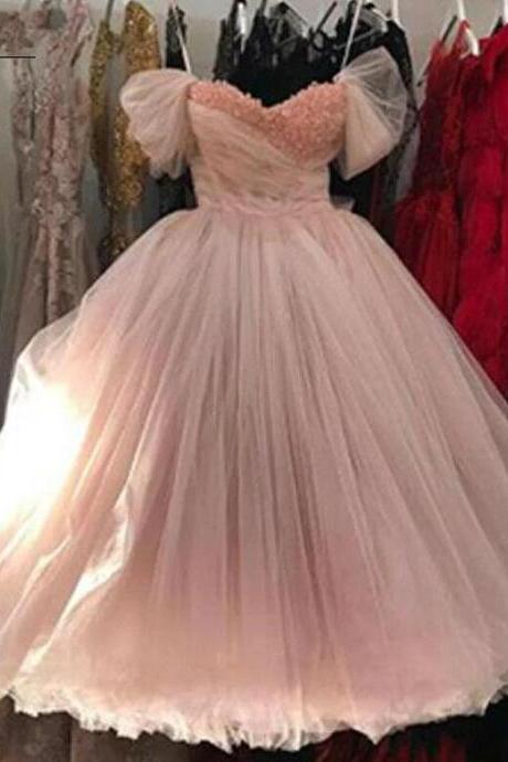 Princess Pink Short Off The Shoulder Prom Dress Graduation Dresses