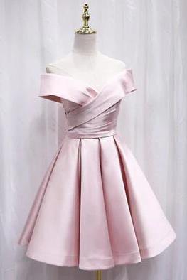 Cute Pink Off The Shoulder Short Homecoming Dresses