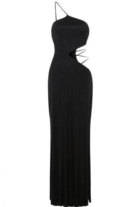 Simple A Line Prom Dress Black Evening Dress
