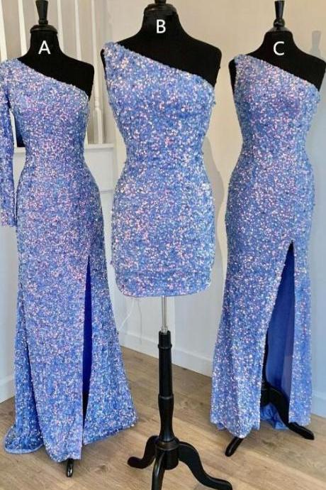 Sparkly A Line Long Sequin Prom Dresses