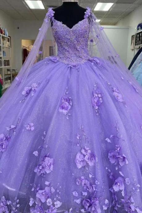 Pretty Ball Gown Quinceanera Dresses, Sweet 16 Dress With Appliques