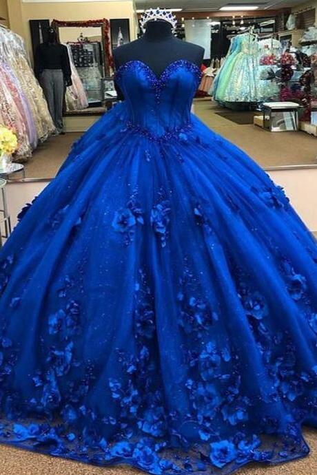 Sweetheart Floral Quince Dress Ball Gown Prom Dress