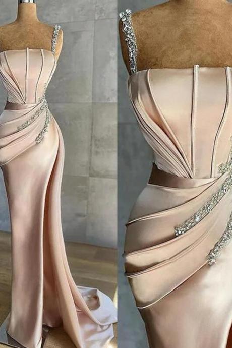 Sexy Strapless Split Stain Party Gowns