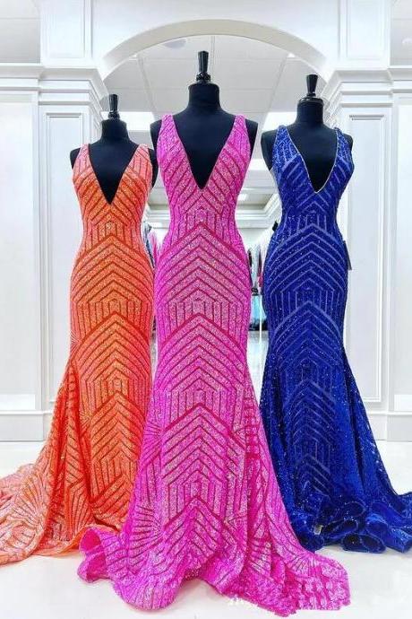 Mermaid Long Sequin Prom Dresses Evening Gowns