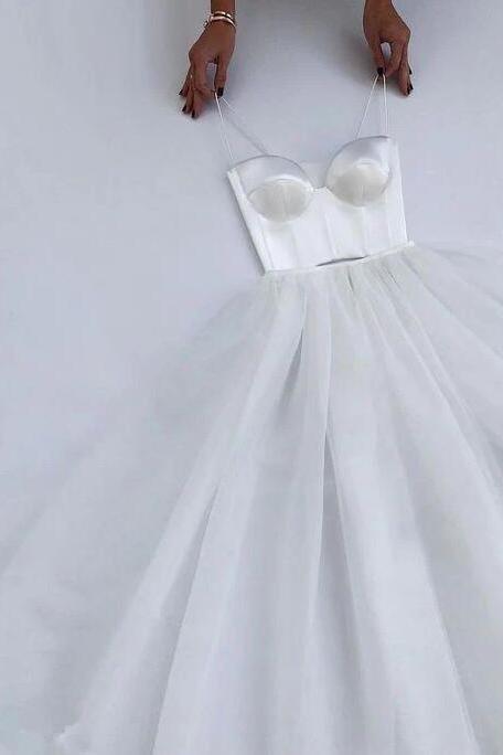 Simple A Line Summer White Prom Dress