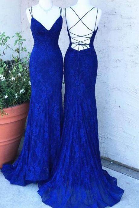 Elegant Sheath Royal Blue Prom Dress 2024
