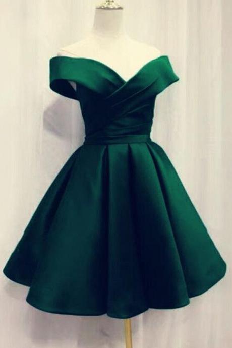 Off The Shoulder Emerald Green Short Homecoming Dresses