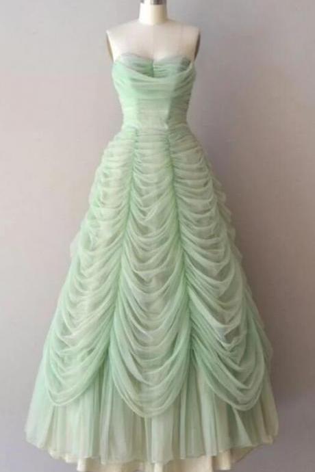 Strapless Princess Mint Ball Gown Prom Dresses