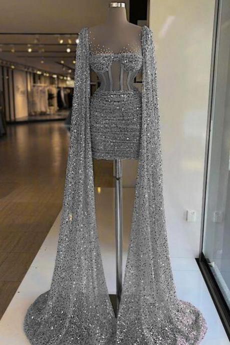 Silver Sequin Short Homecoming Dresses