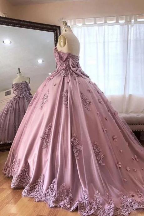 Off The Shoulder Tulle Ball Gown Quinceanera Dress With Lace Appliques