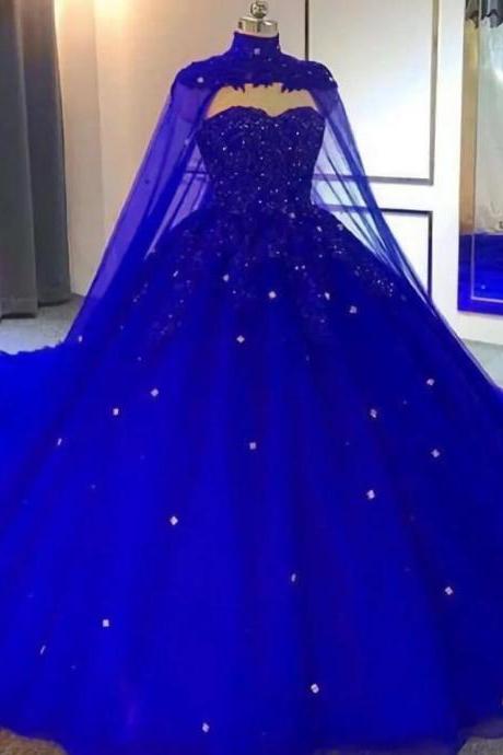 Mermaid Royal Blue Beaded Appliques Prom Dresses