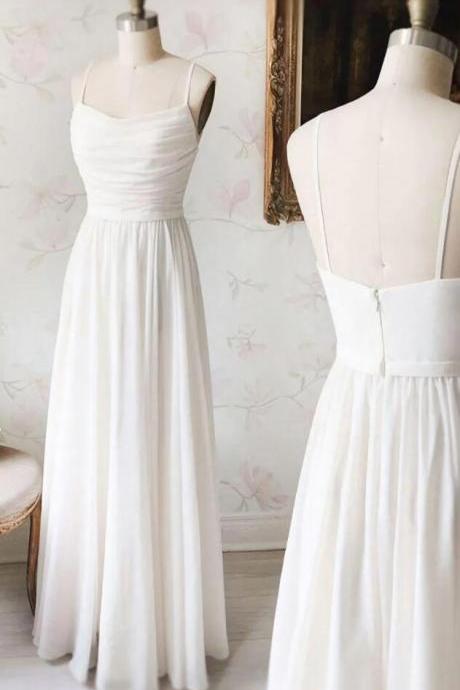Simple A Line Chiffon V Neck Long Prom Dresses