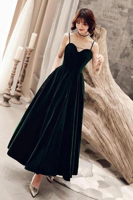 Simple Green Velvet Short Prom Dresses