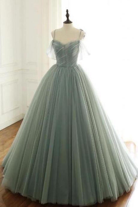 Charming A Line Long Tulle Prom Dresses