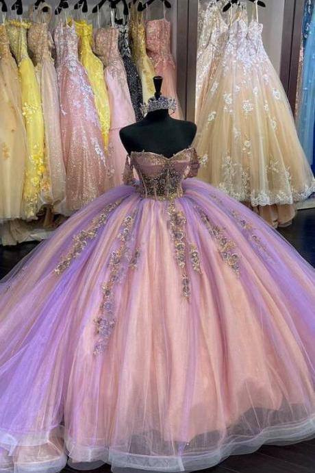 Off Shoulder Ball Gown Long Prom Dresses