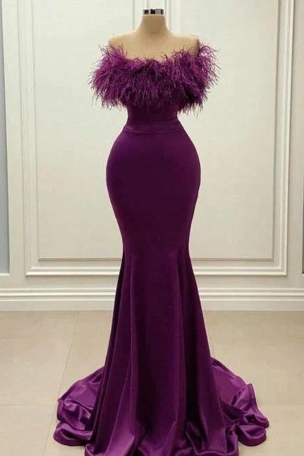 A Line Purple Long Prom Dresses, Long Formal Dress