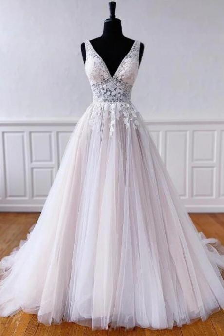 Mermaid A Line Tulle Lace Long Prom Dress