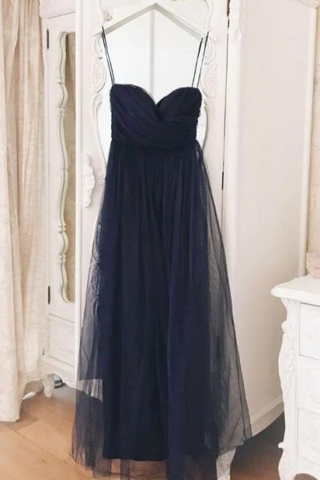 Sweetheart Blue Tulle Long Prom Dresses