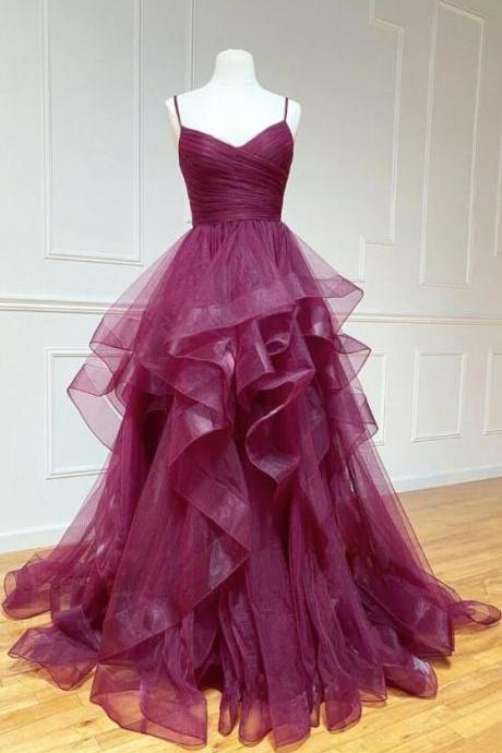 Simple Sweetheart Tulle Long Prom Gowns