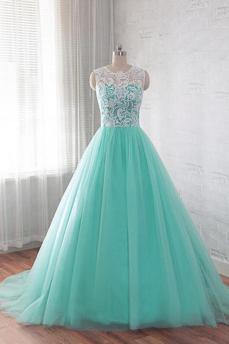 Beautiful Mint Green Tulle Party Dress, Sweet 16 Dresses