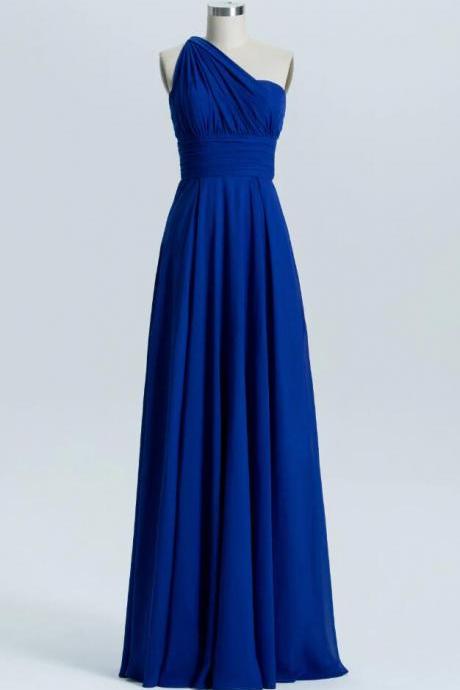 Royal Blue A-line Chiffon Long Convertible Prom Dresses