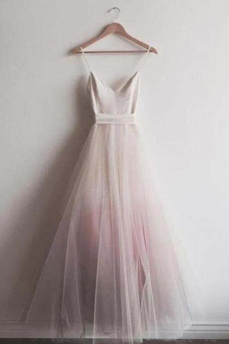 Chic Spaghetti Straps A-line Floor-length Long Prom Dress