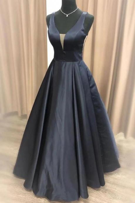 Simple A Line Black Prom Dress