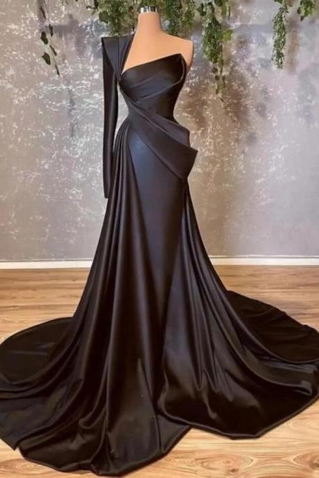 Vintage Black Stain Prom Dresses, Mermaid Prom Dress