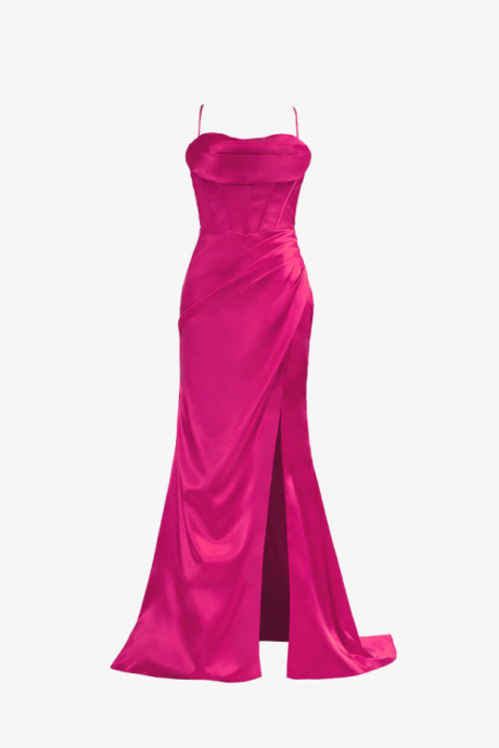 Orange Spaghetti Straps Blackless Mermaid Prom Dress