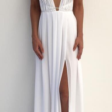 spaghetti strap white gown