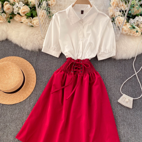 Simple A Hem Splicing Dress