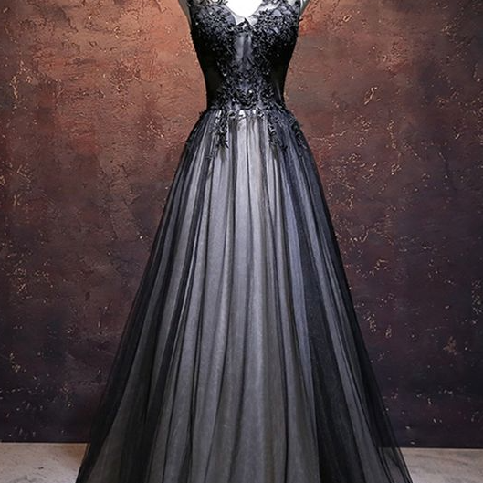 A-line Black Handmade Senior Prom Dresses on Luulla