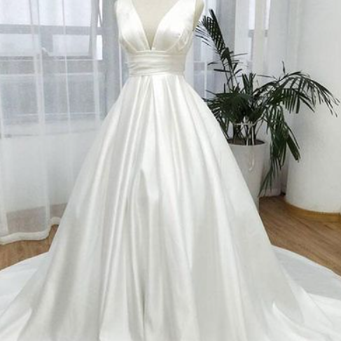 Sexy Backless White Satin Print Prom Dress Evening Dress cc1978