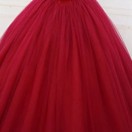 Lorrie flutter sleeve tulle ball gown in burgundy s26