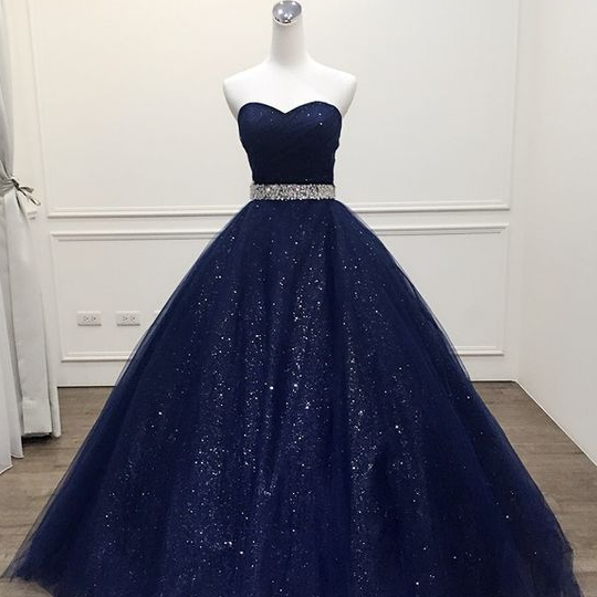 Navy Blue Sequin Long Prom Dress on Luulla