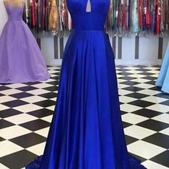 Royal Blue Satin Prom Dresses A-line Formal Dress on Luulla