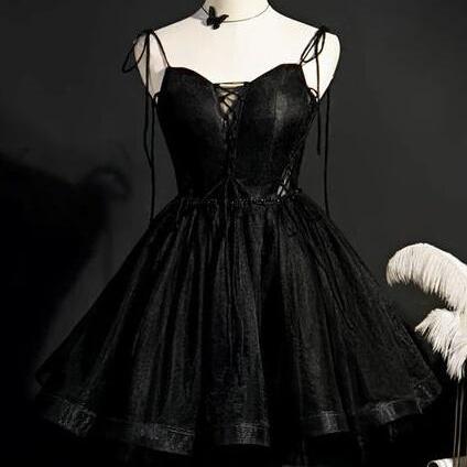 Black Dress Little Tulle Short Mini Prom Dress Homecoming Dress