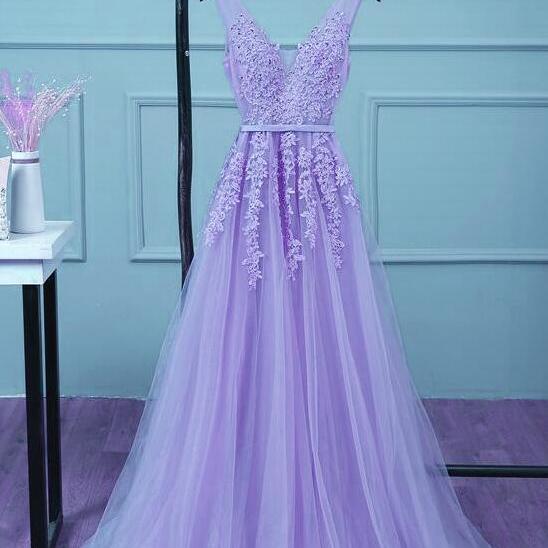 Light Purple Tulle Evening Dress With Lace on Luulla